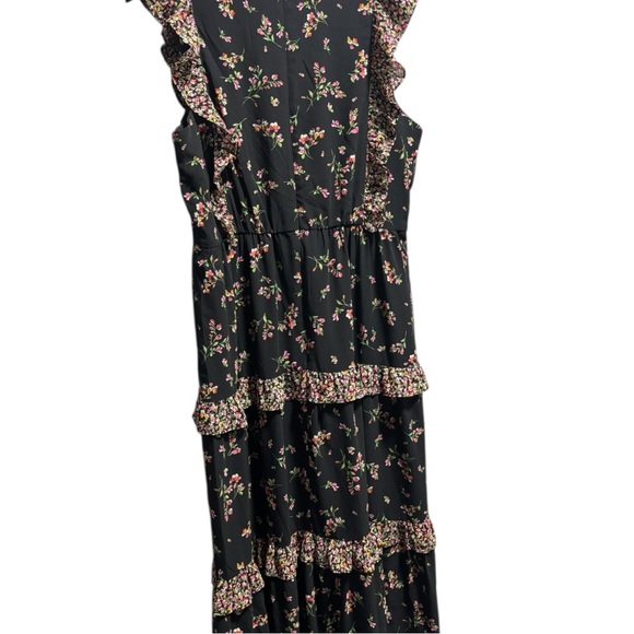 NWT J. Crew Floral Ruffle Midi Dress Pink Black 8 - Picture 9 of 11